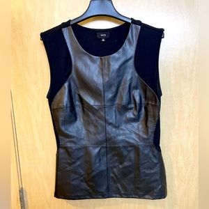Women’s Cute Faux leather sleeveless black top. Worm only once